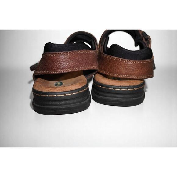 Dr. Scholls Men's GUS Cool Fit Pebbled Brown Leather Sandals Size 12M - Picture 4 of 11